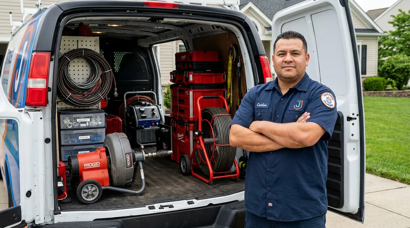 Professional drain cleaning equipment and Johns Plumbing LLC plumber in Pennsburg