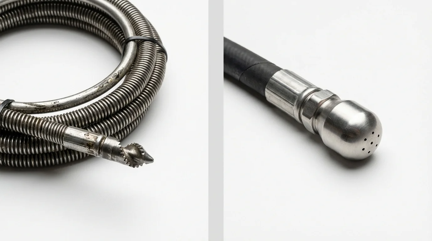Drain snake cable and hydro jetting nozzle used for drain cleaning in Pennsburg, PA