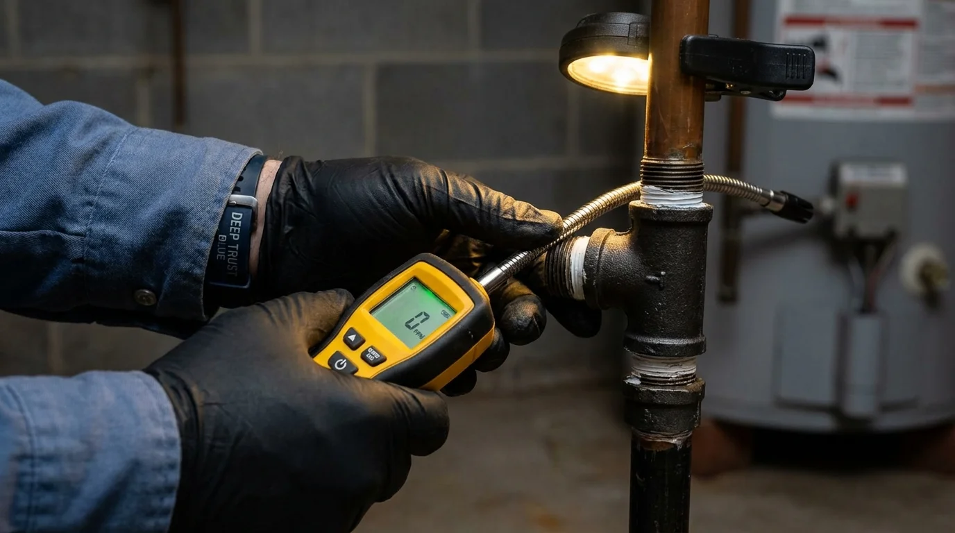 Gas leak detection with electronic sniffer by Johns Plumbing LLC in Pennsburg