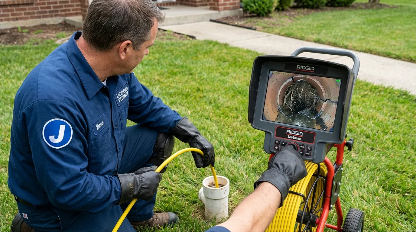 Sewer camera inspection being performed by Johns Plumbing LLC in Pennsburg